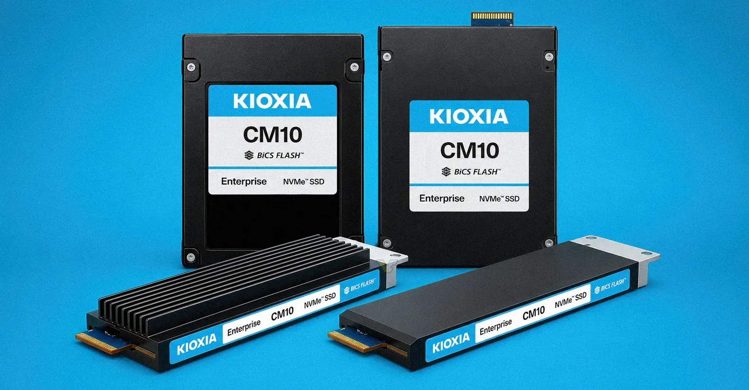 Ổ SSD enterprise Kioxia CM10 dùng chuẩn PCIe 6.0 với NAND 332 lớp và tùy chọn làm mát bằng chất lỏng