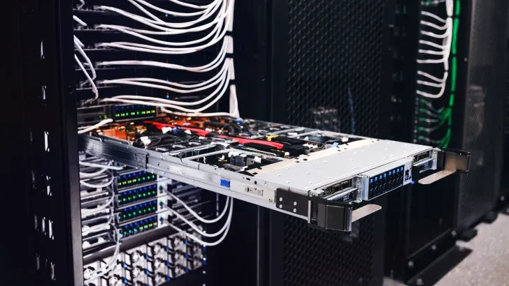Rack server AI NVIDIA GB200 với hệ thống ống dẫn làm mát chất lỏng, minh họa cho bài viết về liquid cooling trở thành chuẩn của AI hardware